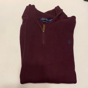 Polo Ralph Lauren Quarter Zip Sweater. Burgundy. XL.